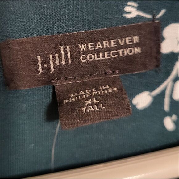 J. Jill Wearever Collection Emerald Green White Floral Midi Dress, Size XLT NEW - Picture 6 of 9